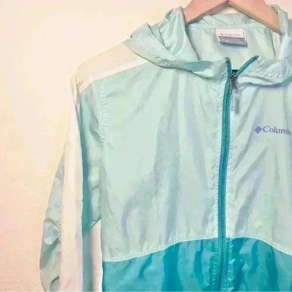 Columbia Sportswear Kids Lightweight Teal Packable Windbreaker Size Large - Picture 4 of 16